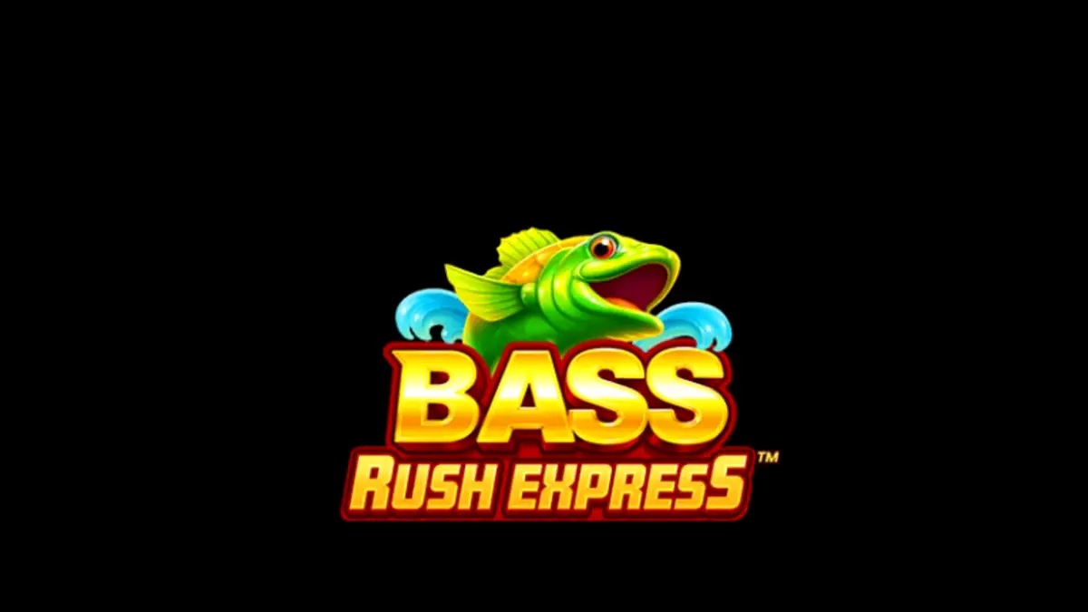 Tampilan antarmuka permainan slot Bass Rush Express dengan tema memancing di danau