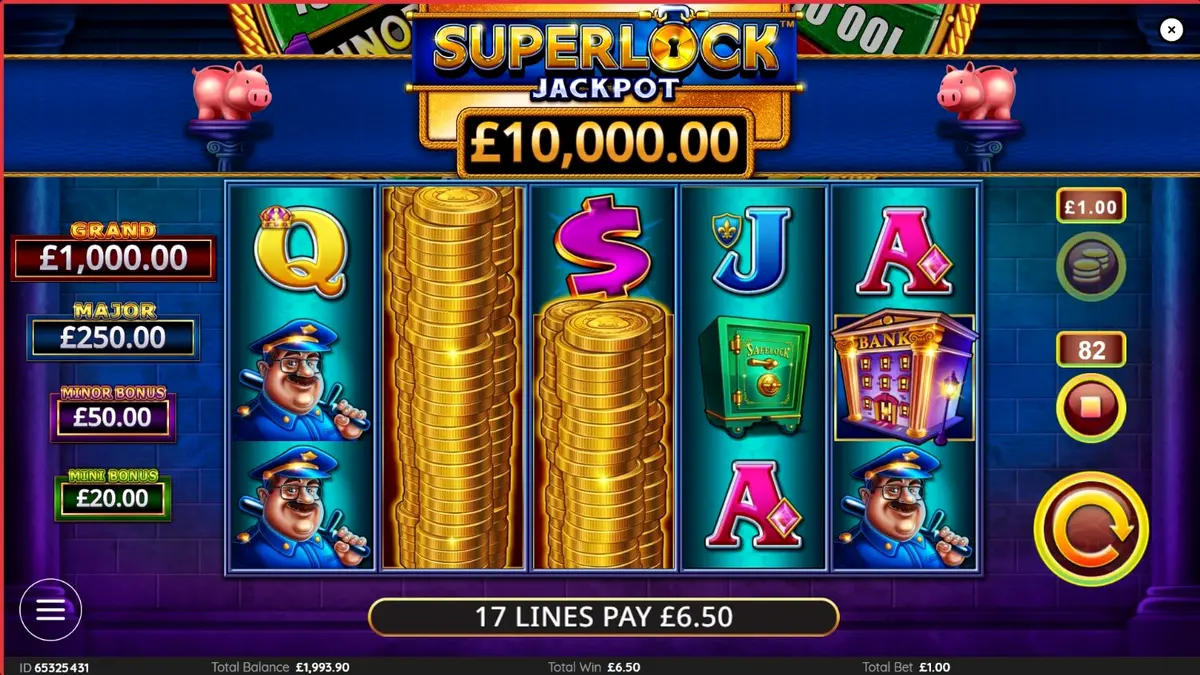 Tampilan visual mewah dari slot Piggy Bankin’ Super Lock dengan tema emas dan brankas.